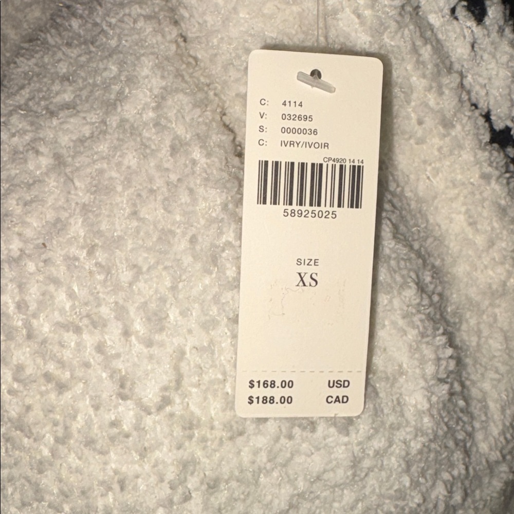 Pilcro Maia Cropped Quarter-Zip Pullover in Ivory NWT Size XS - Picture 3 of 4